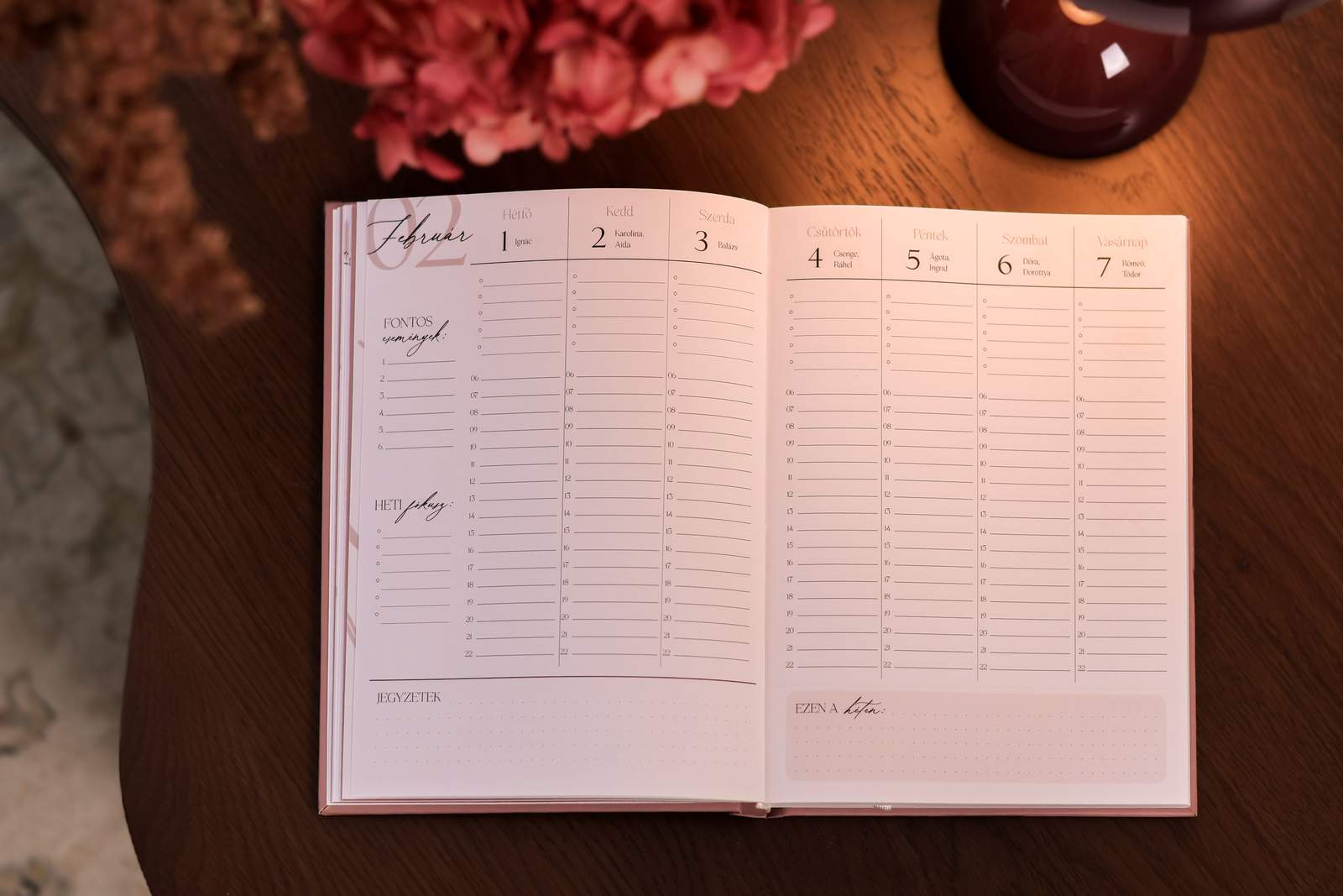 Simply Planned 2027 – Dusty Rose – Heti tervező